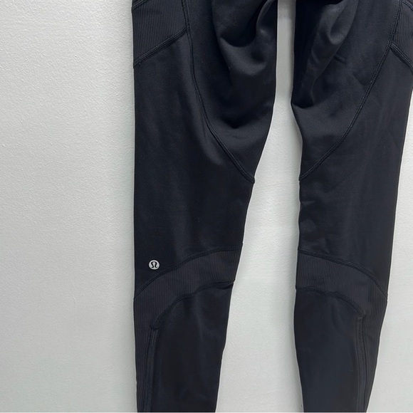 Lululemon Keep The Fleece Tight *28" Solid Black Leggings Pants Size 4 - Picture 12 of 13